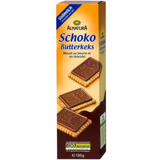 Bio Schoko Butterkeks Mit Vollmilchschokolade 130G 1 Bio Schoko Butterkeks Mit Vollmilchschokolade 130G