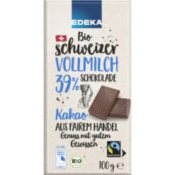 Bio Vollmilchschokolade 39% Fairtrade 100G