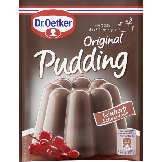 Dr. Oetker Original Puddingpulver Feinherb Schokolade 3ST 144G 1 Dr. Oetker Original Puddingpulver Feinherb Schokolade 3ST 144G