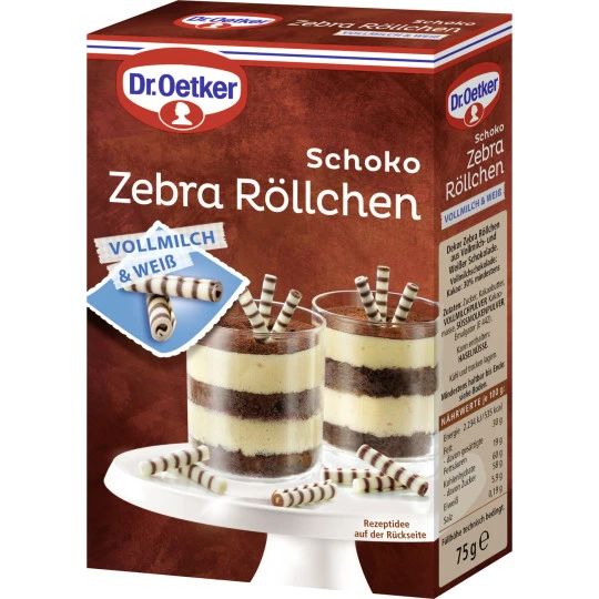 Dr. Oetker Schoko Zebra Röllchen 75G 1 Dr. Oetker Schoko Zebra Röllchen 75G