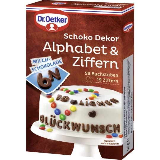 Dr. Oetker Schoko Dekor Alphabet & Ziffern 58G 1 Dr. Oetker Schoko Dekor Alphabet & Ziffern 58G